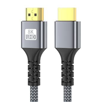 8K Ultra High Speed HDMI 2.1 Cable, 6.6ft (48Gbps, 8K@60Hz, 4K@120Hz), Silver