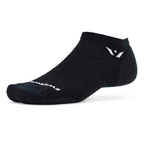Swiftwick- PURSUIT ZERO Running & Golf Socks, Merino Wool, No Show (Black/Coal, Small)