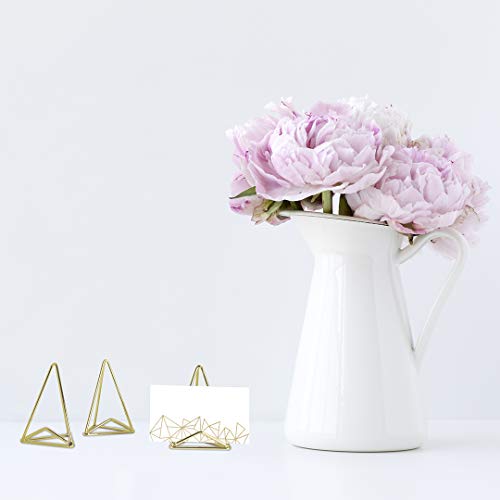 Koyal Wholesale Modern Metal Geometric Triangle Wedding Place Card Holders, Set of 12 Gold Table Number Holders for Wedding, Bridal Shower, Rehearsal Dinner, Thanksgiving, Christmas, Home Decor