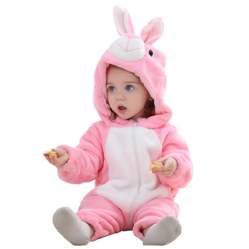 DarkCom Unisex Baby Animal Onesie Toddler Hooded Romper Halloween Cosplay Pink Bunny Costumes Kids Christmas Gifts 18-24 Months