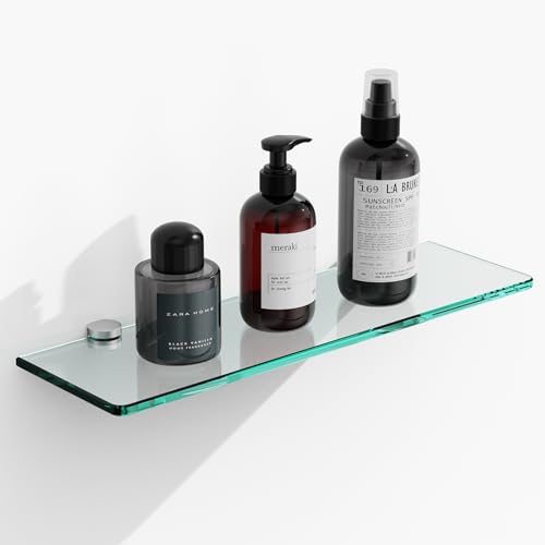 16-Inch Glass Shelf,Brushed Nickel Floating Glass Shelves Modern ...