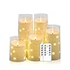 Flameless Candleswith Embedded Star String with Remote Control and Timer Suitable For Weddings Parties Festivals and Other Occasions to Create Atmosphere Set of 5 D 3H 4 5 6 8 8 Ivory