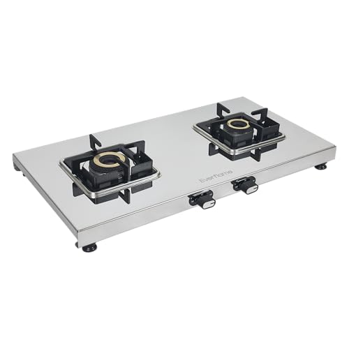 Image of Everflame Prime Gas Stove| 2 Burner Stainless Steel Stove | Manual Ignition | LPG Stove | Gas-Saver | (1.2MM)-Thick SS Body | Brass Burner | ISI Certified | 2 Years Product Warranty + Doorstep Service