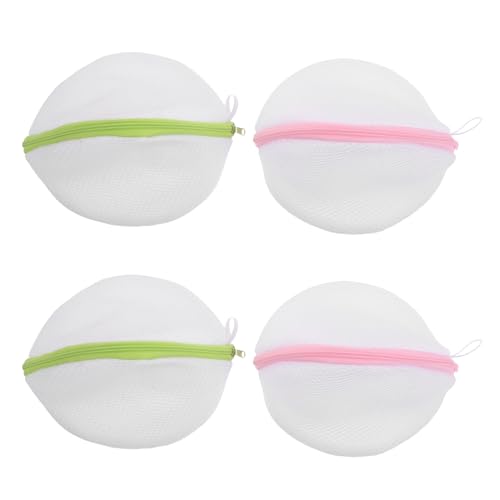 Gatuida Bolsa de Lavado para Sujetadores Aros y Acolchado, 4 Piezas (2 Verde Hierba 2 Rosa Malva), Malla Fina Transpirable, para Ropa Interior Delicada y Protección en Lavadora,