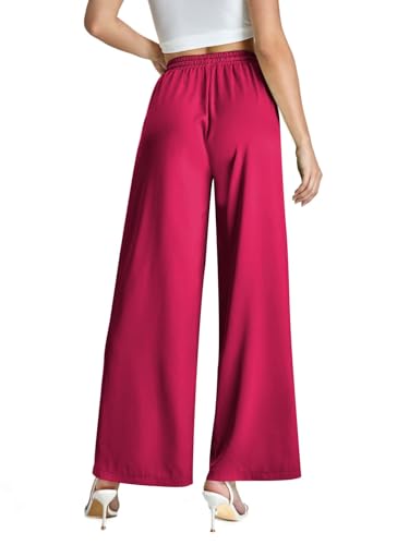 Women's Knot Front Wide Leg Pants High Waisted Casual Lounge Pants Trousers2