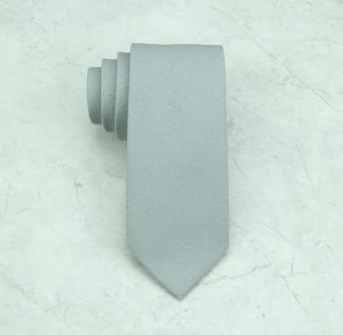 Image of Mens Solid Linen Ties - Slim Pattern Necktie for Men Wedding Groomsmen
