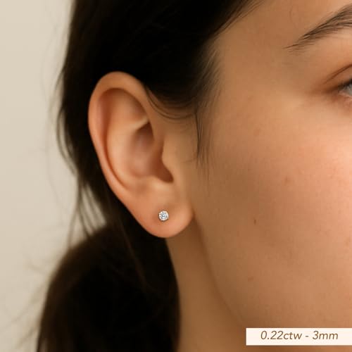 14K Yellow Gold Solitaire Round Lab-Grown Diamond Stud Earrings in Secure Screw-backs2