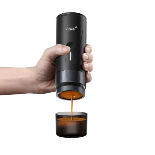 Image of CERA+ PCM04A Portable Espresso Maker with 51mm Professional Coffee Basket, Self-Heating Travel Electric Espresso Machine for Ground Coffee, Camping, Hiking & Office (Not Compatible with NS Capsules)