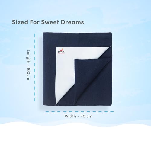 Image of Mylo Baby Waterproof Mattress Protector for Baby (0-3 Years), Extra Absorbent, Soft and Reusable Quick Dry Sheets (Blue & Red)- Pack of 2
