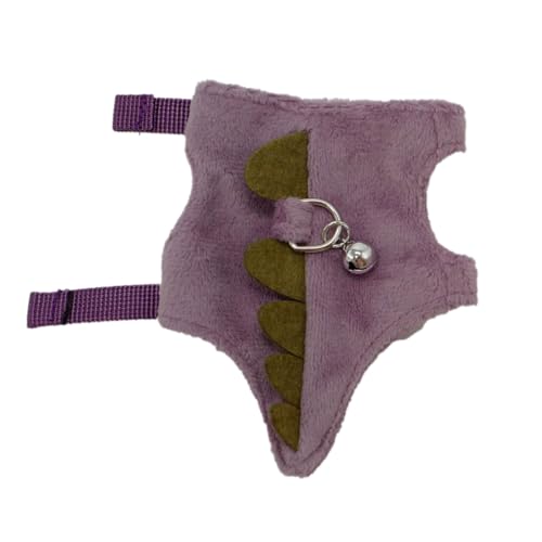 Image of Bearded Dragon Harness and Leash Set - Soft Fleece Dinosaur Vest with Safe Bell Adjustable Lizard Traction Rope Escape Proof Outdoor Walking Training Leash for Ferret Rat Kitten Puppy (Purple)