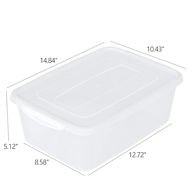 Yuright 14 Quart Clear Plastic Storage Bin, Latching Box Container with Lid, 4 Packs