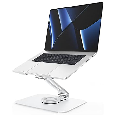 SAFEMORE Laptop Stand for Desk, Rotating Foldable Desktop Holder compatible with MacBook Pro, MacBook Air, Dell XPS, HP, Lenovo, iPad, Other Notebooks and Tablets(10"-17") - Silver Cover