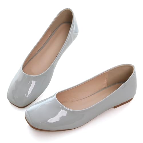 Image of ChaiRong Zhou Women Square Toe Ballets Flats Comfort Slip On Walking Shoes for Driving