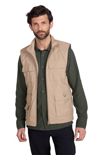 Mountain Warehouse Trek II Mens Gilet - Lightweight Body Warmer, Fast Drying Vest, Shrink & Fade Resistant, Many Pockets Gilet Jacket - For Spring, summer, Travelling Beige XL