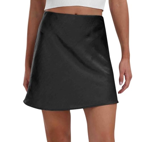 Mini Satin Skirts for Women Smooth Soft Comfy Bodycon Skirt Party Night Club Beach Vacation A-Line Short Skirt
