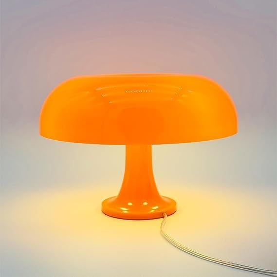 Image of Retro Mushroom Table Lamp for Home Decor | Warm Ambient Light for Bedroom, Living Room & Study | Diwali Decorative Lamp | Modern Minimalist Bedside Lamp | Orange - 320 x 223 mm