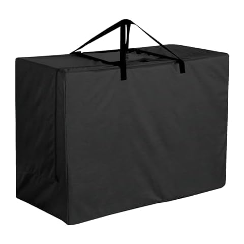 Orqihod Patio Cushions Storage Bag with View Window, Outdoor Cushion Bag Waterproof Tri Folding Mattress Storage Bags, 33 x 27 x 16 in, Black Cover