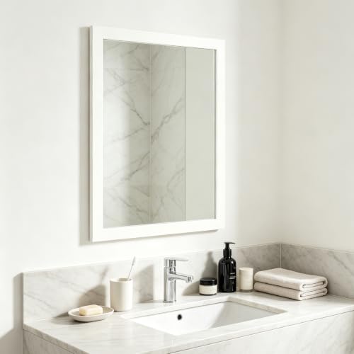 Image of Bathroom Mirror for Over Sink 28x20 Inch Rectangular Wall Mirror, White