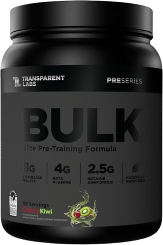 Image of Transparent Labs Bulk Black Pre Workout - Clinically Dosed, Sugar Free Preworkout for Men and Women with Beta Alanine Powder, Citrulline Malate, & Caffeine - 30 Servings, Cherry Kiwi