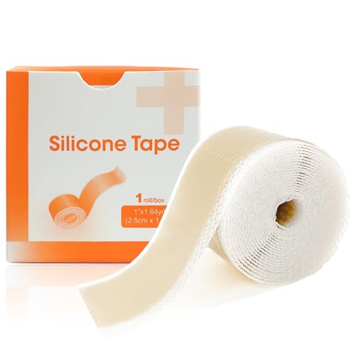 Silicone Scar Sheets (1" x 60"Roll), Soft Silicone Scar Tape for Scars Removal, Reusable Easy-Tear Silicone Tape Painless Scar Removal for Surgery, C-section, Burn, Acne, Keloid, Thyroid (OPP BAG PACK)