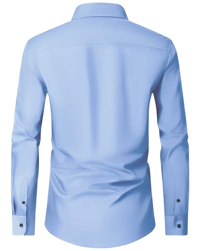 Image of Alimens & Gentle Men's Dress Shirts Long Sleeve Wrinkle Free Stretch Business Casual Wedding Button Down Shirt