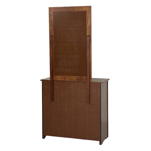 Image of Royaloak New York American Wooden Dresser | Solid Wood Veneer | Drawer Storage | Metal Knobs | Telescopic Channel | Elegant Design | American Collection | Dressing Table,Brown