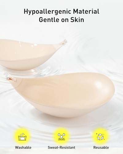 Image of Niidor Adhesive Bra Strapless Ultra Sticky Invisible Push up Silicone Bra Multiple Colors Sizes Reusable for Backless Dress