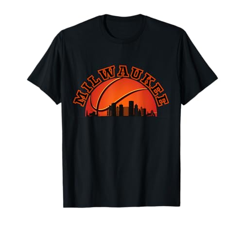 Milwaukee Camiseta de baloncesto WI Wisconsin Skyline Sunset Camiseta