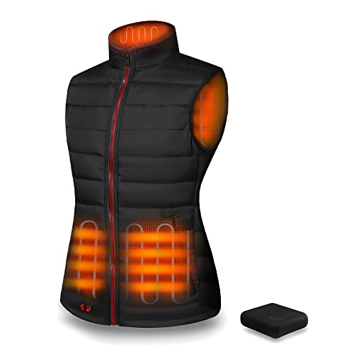 EEIEER Heated Vest Women, Womens Heated Vest with Battery Pack, Womens Vest for Winter, Black Vest Lightweight for Hunting Fishing Hiking