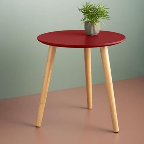 Image of End Table Wooden Side Table Foldable Round Shaped Side Table /Tea Coffee Breakfast Table Modern Living Room,or Apartments (RED Natural)