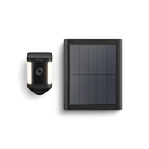 Descubre la Ring Spotlight Cam Plus Solar de Amazon | Vídeo HD 1080p, comunicación bidireccional, visión nocturna en color, focos LED, sirena y fácil de instalar | Con 30 días gratis de Ring Protect Cover