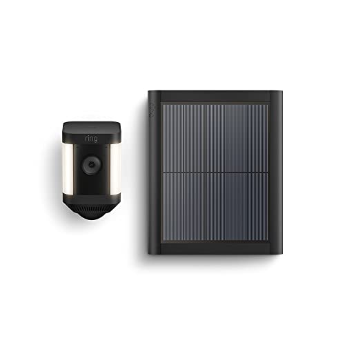 Introducing Ring Spotlight Cam Plus Solar by Amazon | 1080p HD Video, Two-Way Talk, Colour Night Vision, LED Spotlights, Siren, DIY installation | With 30-day free trial of Ring Protect Plan