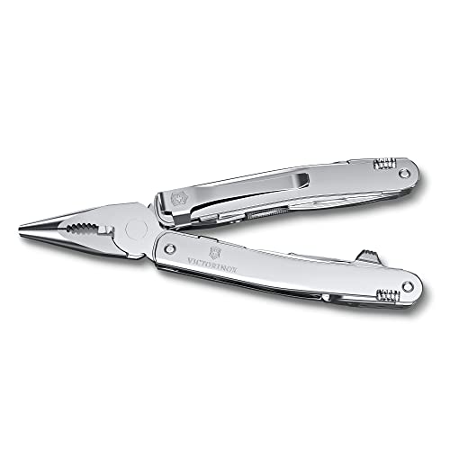 victorinox swiss tool spirit mx clip swiss army knife 25 function swiss made multitool with large blade pliers and wire cutter - silver