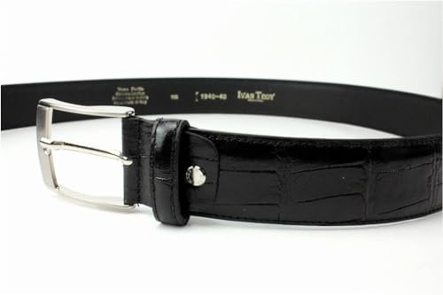 Ivan Troy Men’s Casual Italian Leather Embossed Crocodile Belt|Dress Belt With Jean Classic Silver Buckle2