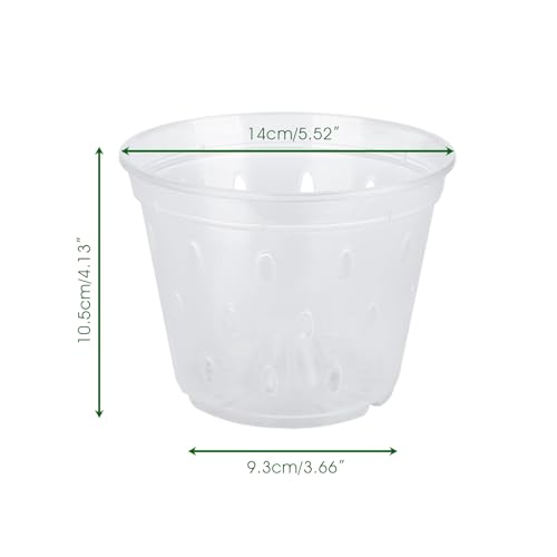 Yanuojie Seedling Pot, 5Pcs Plastic Clear Orchid Pot with Holes and Tray 14cmx10.5cmx9.3cm(Tray 13x2.5cm) - Image 2