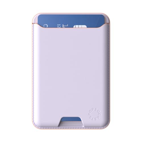 Image of PopSockets Phone Wallet Without Expanding Grip, Phone Card Holder, Wireless Charging Compatible, Wallet Compatible with MagSafe Vegan Leather- Lavender