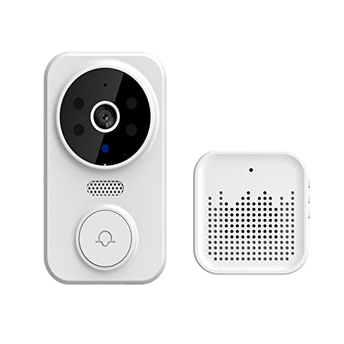 SEVEQIS Timbre con vídeo, Tuya Smart Home Timbre de la Puerta inalámbrico al Aire Libre cámara Intercomunicador conversación bidireccional Visión Nocturna(Bianco)