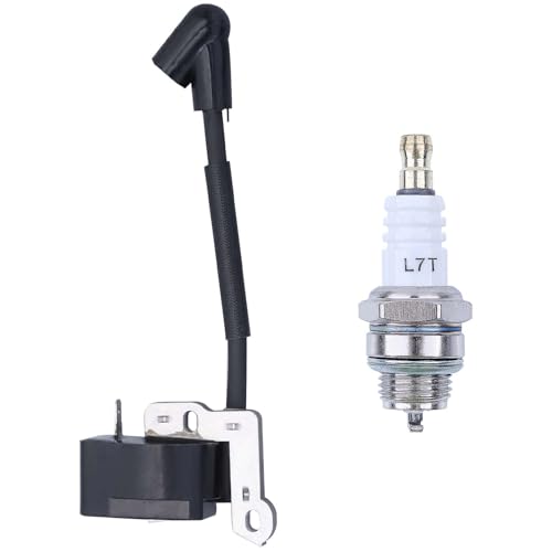 Hyceker Ignition Coil Module Spark Plug Kit For Homelite UT26HBV UT09526 UT-33600 UT-33650 Ryobi RY09056 RY39505 RY39506 Black Max BM26SS BM26SSVNM 26cc String Hedge Trimmer Blower 850108013 850108035