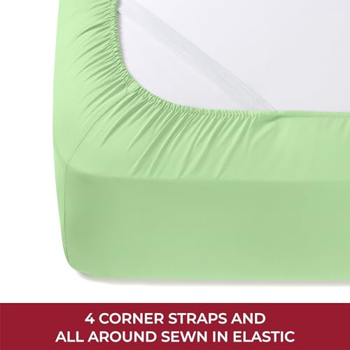 Image of Mellanni RV Short Queen Sheets - 4 PC Iconic Collection Bedding | Hotel Luxury, Extra Soft, Cooling Bed Sheets - Deep Pocket up to 10 inch (RV /Short Queen, Pistachio)