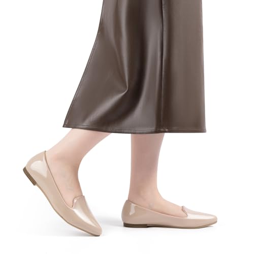 Image of MUSSHOE Black Flats for Women Pointed Toe-Comfortable Business Casual Work Shoes, Dressy Suede Slip On with Memory Foam for Office, Teacher & Standing All Day