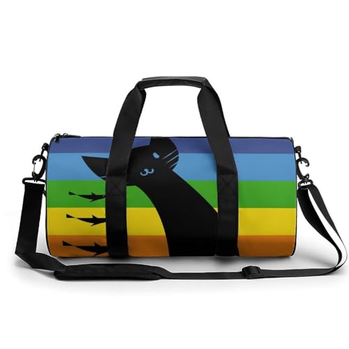 Sac de sport gym chat noir duffel bag pour camping et randonnée voyage