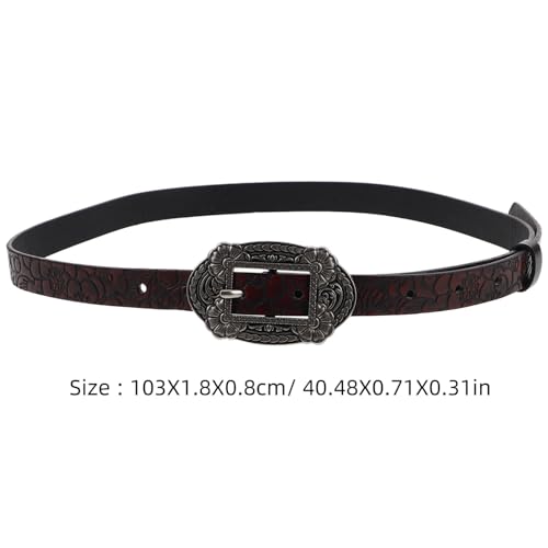 GALPADA Vintage Distressed Western Cowboy Belt for Women and Men Antique PU Waist Belt with Carved Buckle Stylish Cowgirl Accessories for Daily Wear2
