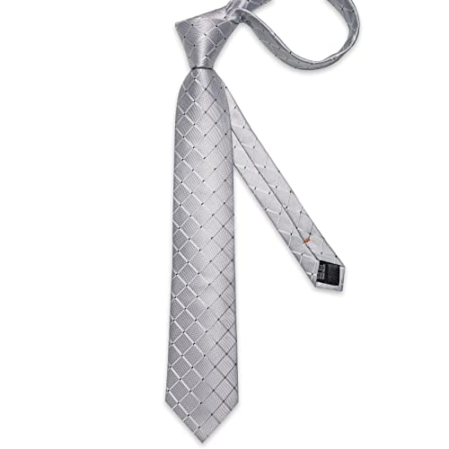 Image of DiBanGu Mens Silk Necktie Solid Color Tie and Pocket Square Cufflink Tie Clip Set Woven Plain Ties for Men Wedding Party
