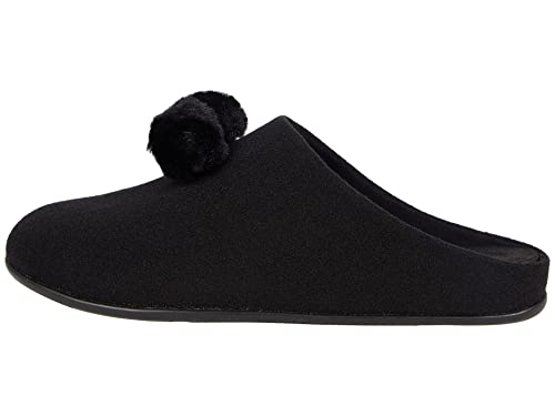 FitFlop Chrissie Pom-Pom Slippers All Black 9 M (B)4