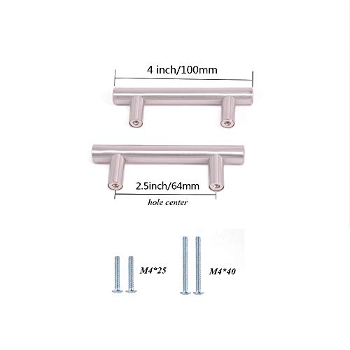 Wang-Date 30 Pack 12Mm Stainless Steel Kitchen Cabinet Handles T Bar Pull (4" Overall Length,2.5" Hole Centers) #TOP2