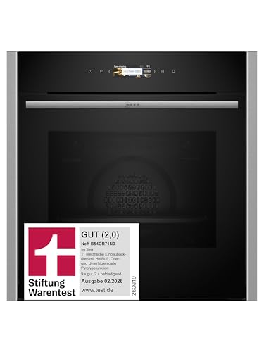 NEFF B54CR71N0, Stiftung Warentest GUT (2,0), N 70, Smarter Einbau-Backofen 60x60 cm, Made in Germany, Pyrolyse, Slide&Hide, Full Touch TFT-Display, Air Fry Funktion, Automatikprogramme, Soft Open