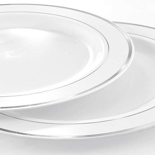 Supernal B08PV2TGZK 400Pcs Silver Dinnerware Set,Silver Plastic Plates thumb #7