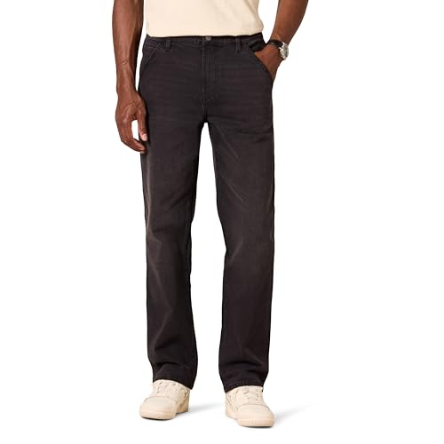 Amazon Essentials Mens Relaxed-Fit Workwear Carpenter Jean Washed Black 40W x 30L