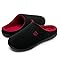 WateLves Chaussons Homme Pantoufle Femmes Hiver Court Peluche mémoire Mousse Chaud Coton Mixte Adulte (Noir Rouge, 43.5EU)