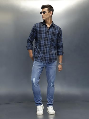 Image of WROGN Men's Cotton Stretch Jeans | Solid Design | Slim Fit